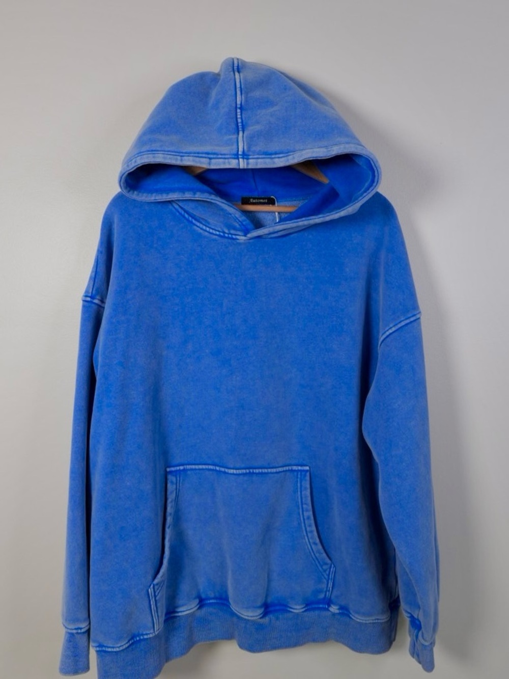 Washed Blue Pullover Hoodie with Kangaroo Pocket